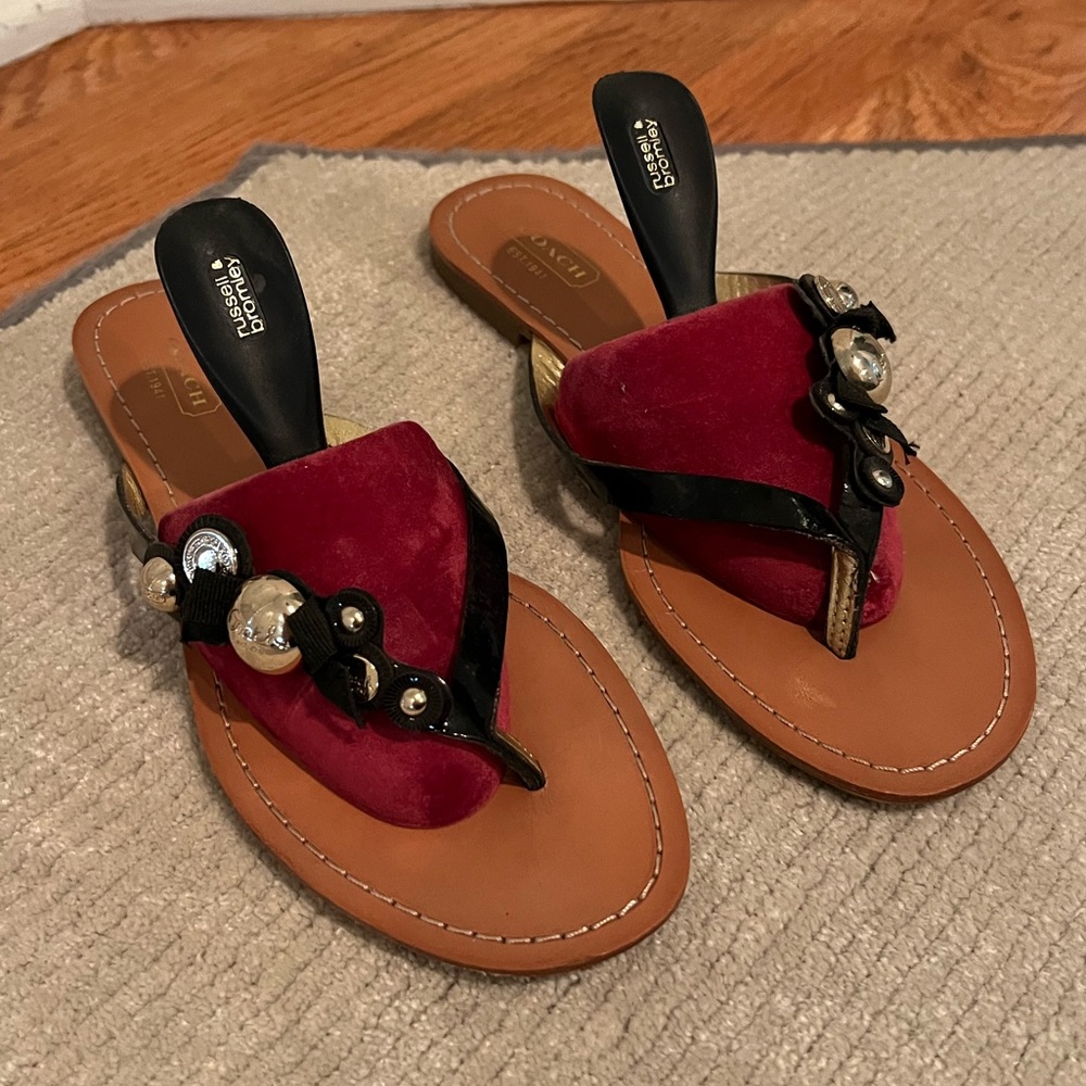 Coach Red and Black Sandals